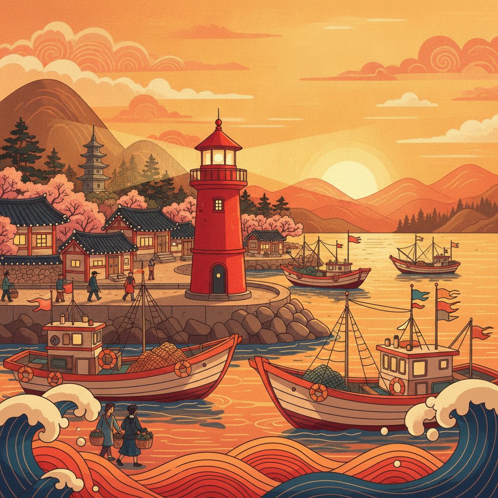 Hujin Harbor: Yangyang’s Charming Red Lighthouse Port